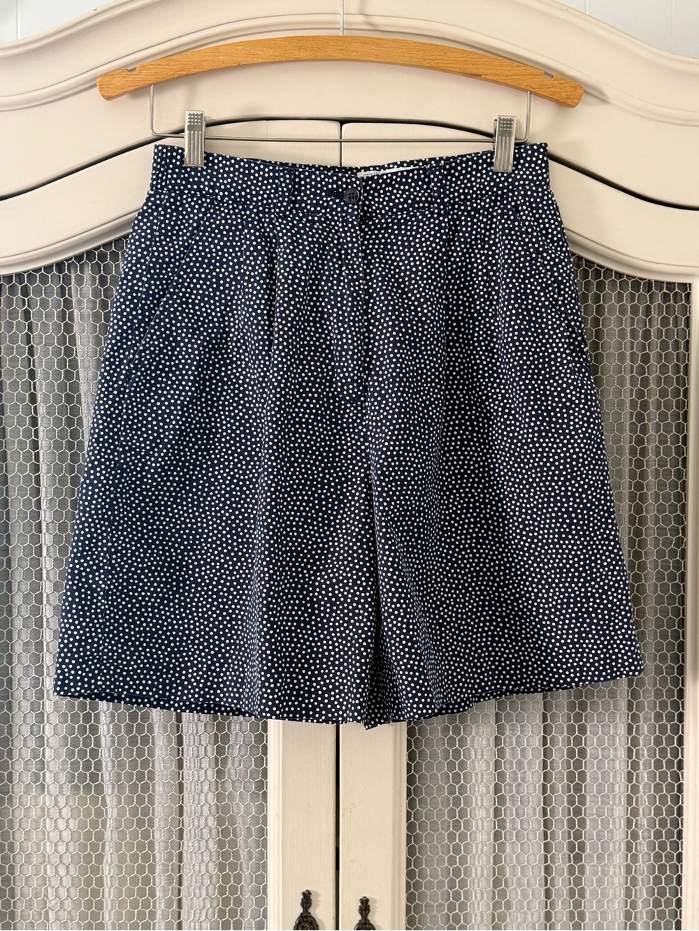 Vintage 90’s Cotton Izod Club High Waisted Pleated Nautical Polka Dot Print Shor